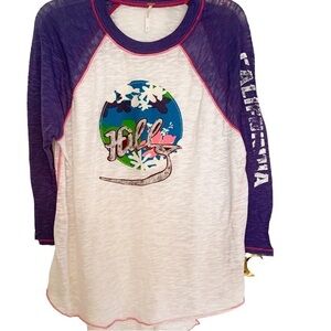 Purple and White Raglan Sleeve Top